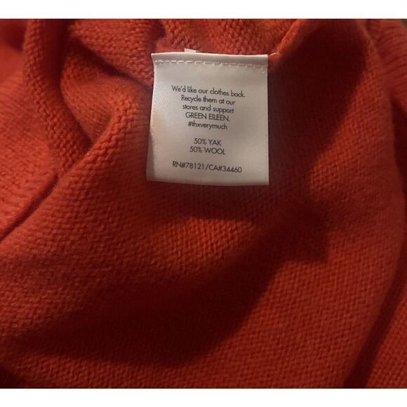 Eileen Fisher Bateau Neck Crop Sweater Large Lava Red Wool Yak Blend BoxM - Picture 6 of 7